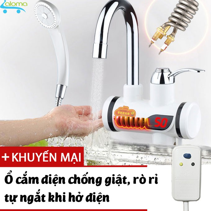 Máy làm nóng nước trực tiếp tại vòi Qwater kèm đầu chống giật làm nóng nước trong 3 giây - Yêu cầu téc nước cao trên 6m