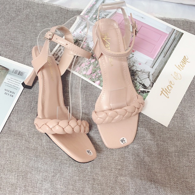 Giày sandal quai tết gót nhọn 7p siêu rẻ