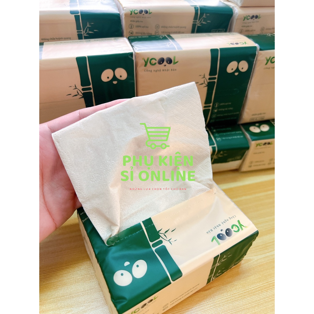 Combo 6/15/30 gói khăn ăn Gấu Trúc YCOOL, khăn giấy rút 4 lớp siêu dai, mềm mịn không hóa chất Store4girls