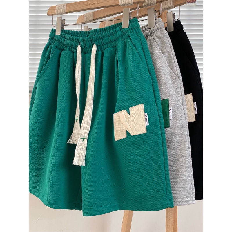 Quần Short Thể Thao Dây Rút Thêu Họa Tiết Retro Đường Phố Cho Nam Và Nữ