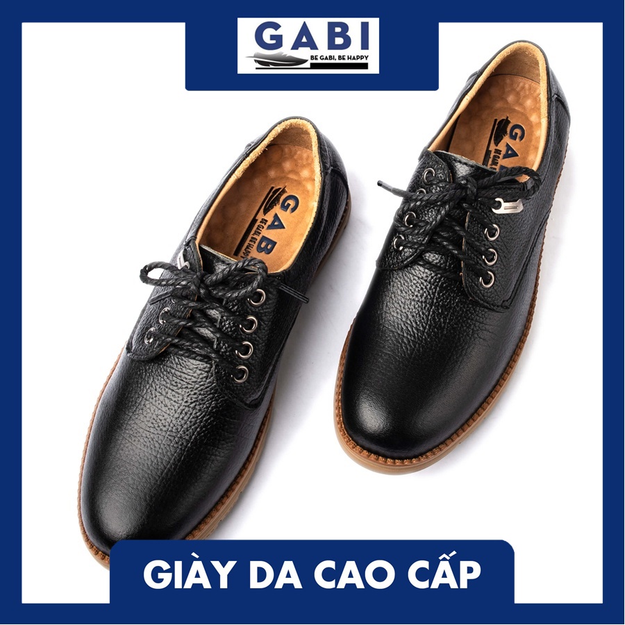 Giày da nam thể thao màu đen phối dây cột GBTT25-1