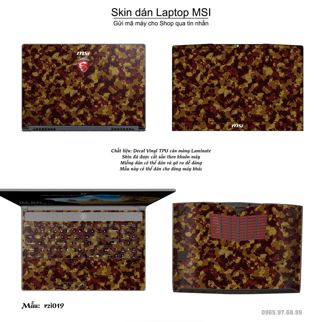 Skin dán Laptop MSI in hình rằn ri _nhiều mẫu 3 (inbox mã máy cho Shop)