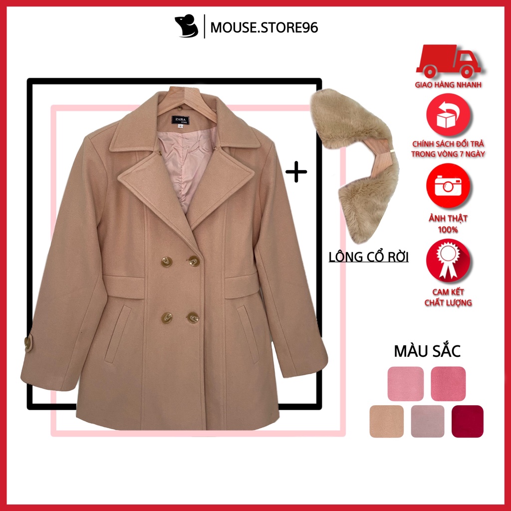 Áo Khoác Dạ Nữ - Áo Cổ Lông Chất Liệu Cao Cấp - Thời Trang Thu Đông Chuẩn Style Hàn Quốc - Hàng Quảng Chuẩn Quảng Châu