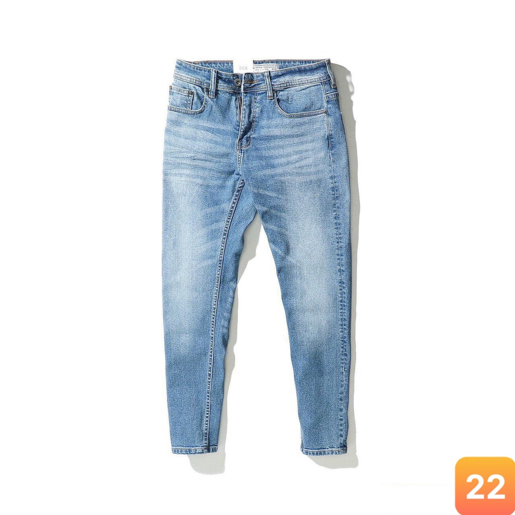Quần jean nam màu xanh nhạt trơn không rách gối chất liệu bò jeans cao cấp co dãn 4 chiều đẹp form rin skinny LAVADO94