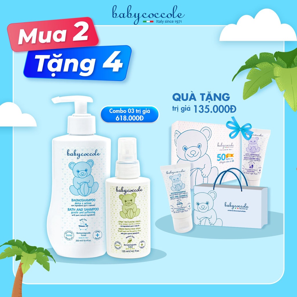 Combo hộp quà sữa tắm gội cho bé Babycoccole 0M+ (quà tặng trị giá 135k)