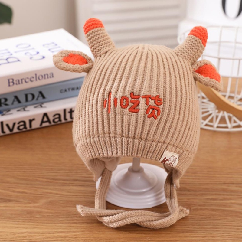 Mũ Beanie Dệt Kim Mềm Mại Hình Tai Động Vật Hoạt Hình Giữ Ấm Mùa Đông Cho Bé Trai Và Gái