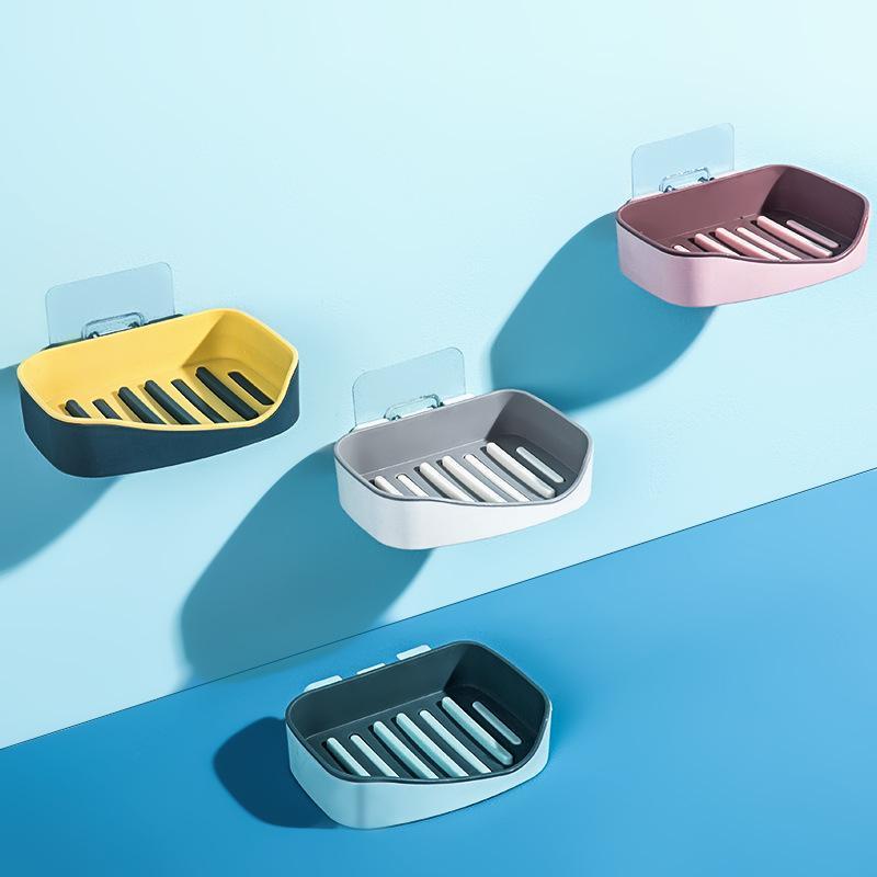 (Mẫu mới) Khay Đựng Xà Bông 2 Lớp Dán Tường Có Dãnh Thoát Nước 88293 Korea Store 88