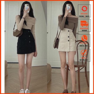 Chân váy nhung cạp cao 3 cúc mới m908