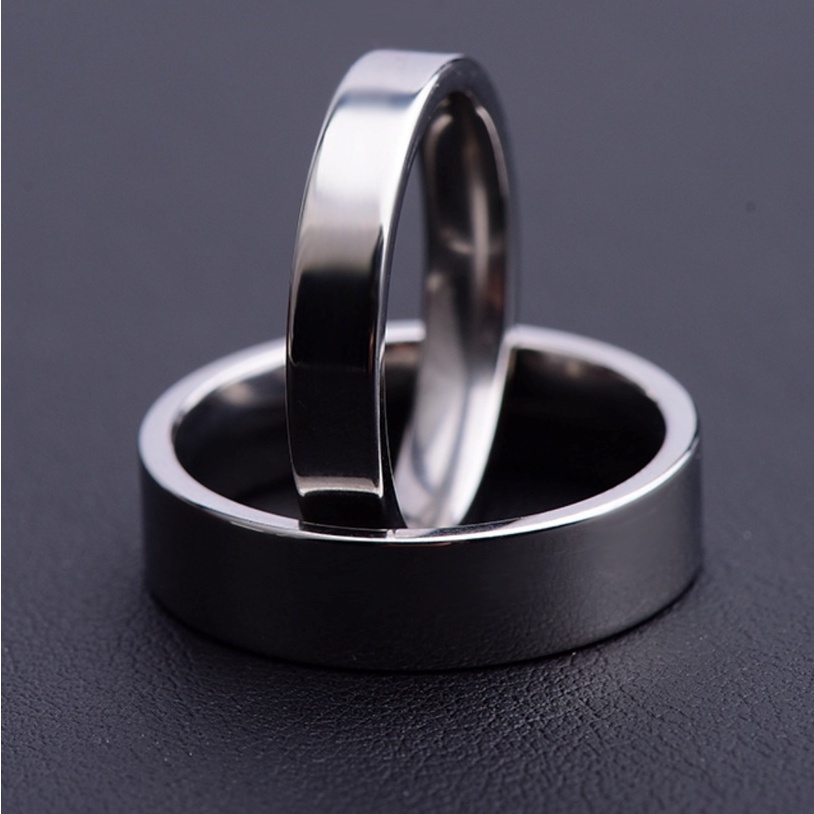 Nhẫn Nam Titatium Kiểu Trơn Đẳng Cấp Châu Âu Hai Bản To Và Nhỏ - Nhẫn Plain Ring