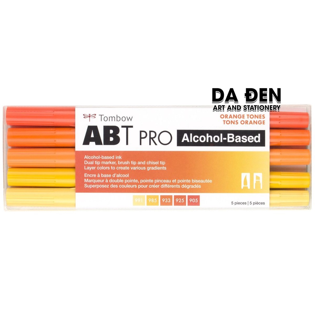 [DA ĐEN] Bộ 5 Bút Dual Marker Tombow ABT Pro - Orange Tones