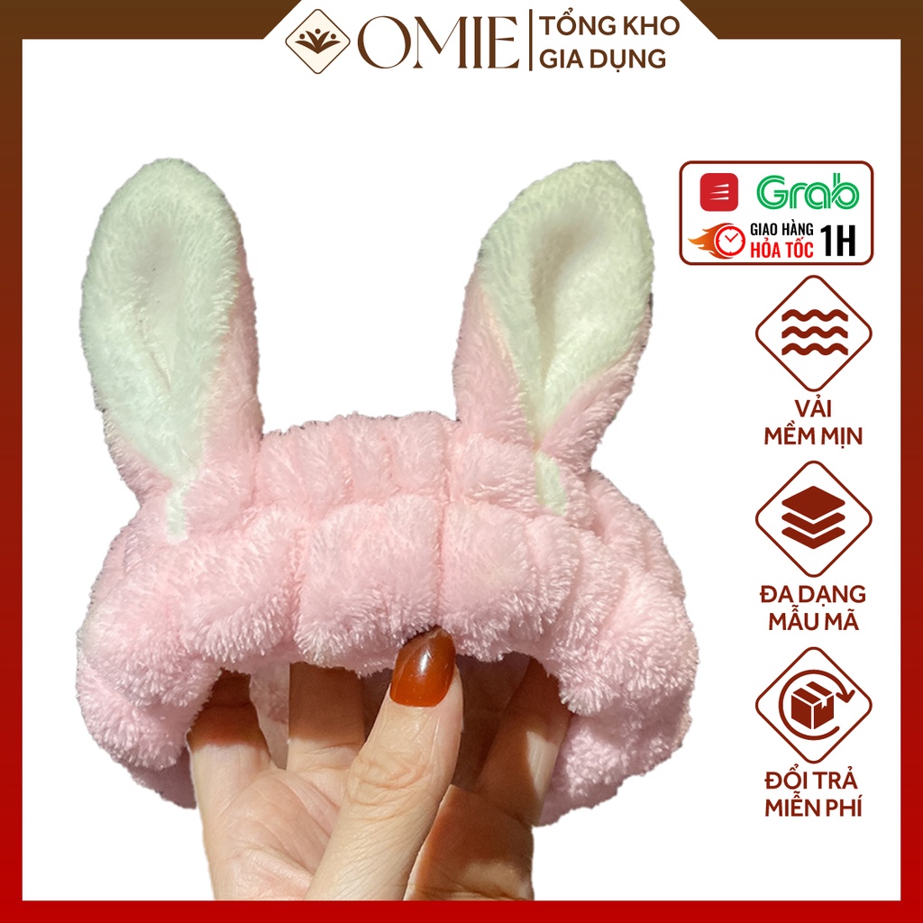 Băng đô rửa mặt cài tóc OMIE bờm cài tóc nhung kiểu dáng tai mèo đơn giản dễ thương