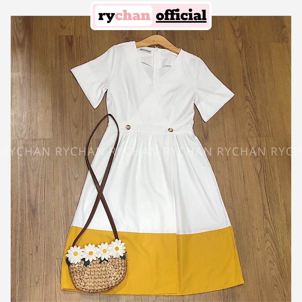 [ẢNH THẬT CUỐI] DM007 - Đầm Maxi Xòe Thắt Eo Phối Chân Vàng Đầm Đi Biển Công Sở