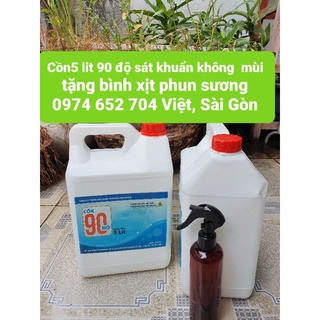 Cồn CN 90 độ bình 5 lít giá rẻ, Sát khuẩn đồ dùng, tặng bình xịt phun sương kèm theo,