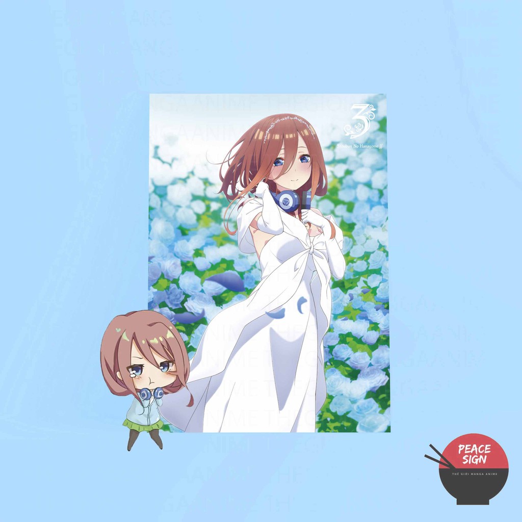 (NHIỀU MẪU) Tấm Postcard cao cấp giấy 260gsm in hình NAKANO MIKU - Gotoubun no Hanayome NHÀ CÓ NĂM NÀNG DÂU