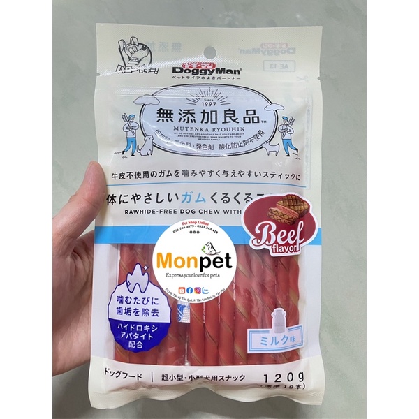 Xương que gặm hương bò cho chó - DoggyMan (gói 120g)