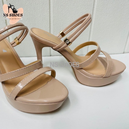 Guốc cao gót màu hồng pastel quai mảnh cao 10cm, dễ mang và kết hợp trang phục, đệm lót êm chân - NS2142