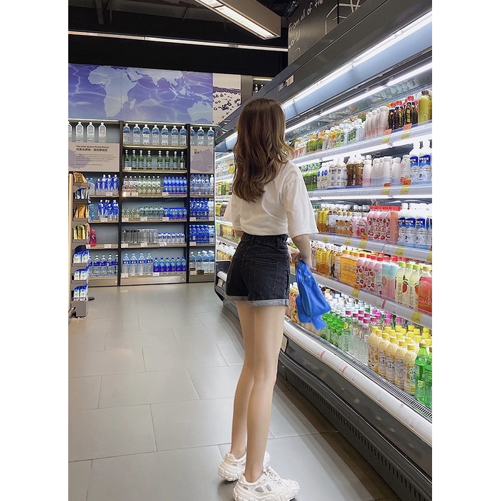 Quần short jean lưng thun dành cho BigSize Nữ lưng cao, co dãn mạnh, đang hot trend 3973 molijean