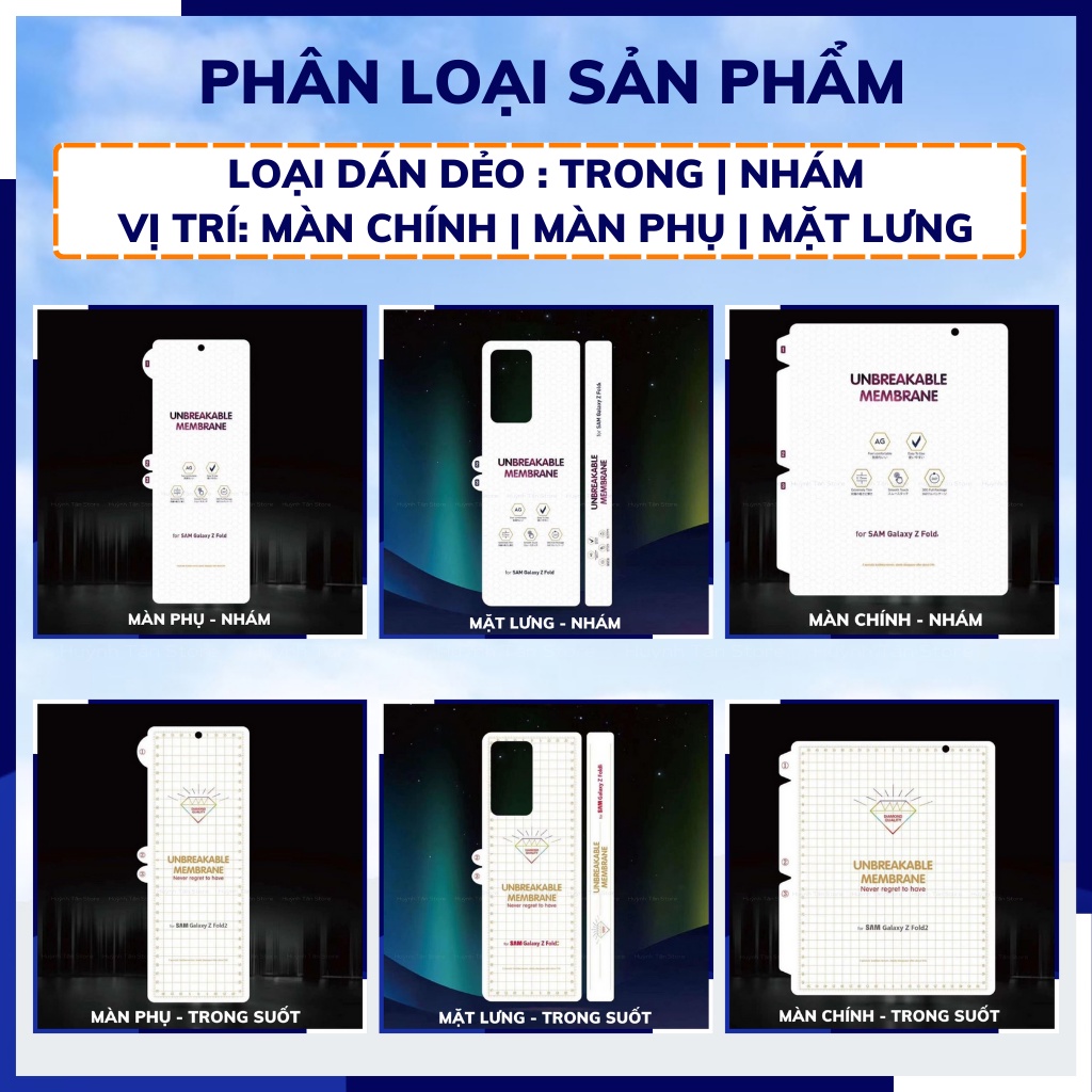 Dán màn hình z fold 5 4 fold 3 fold 2 flip 5 4 flip 3 dẻo trong suốt 3 lớp dễ dán phụ kiện điện thoại huỳnh tân store