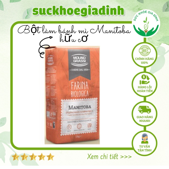 Bột Làm Bánh Mì Manitoba Hữu Cơ 1kg