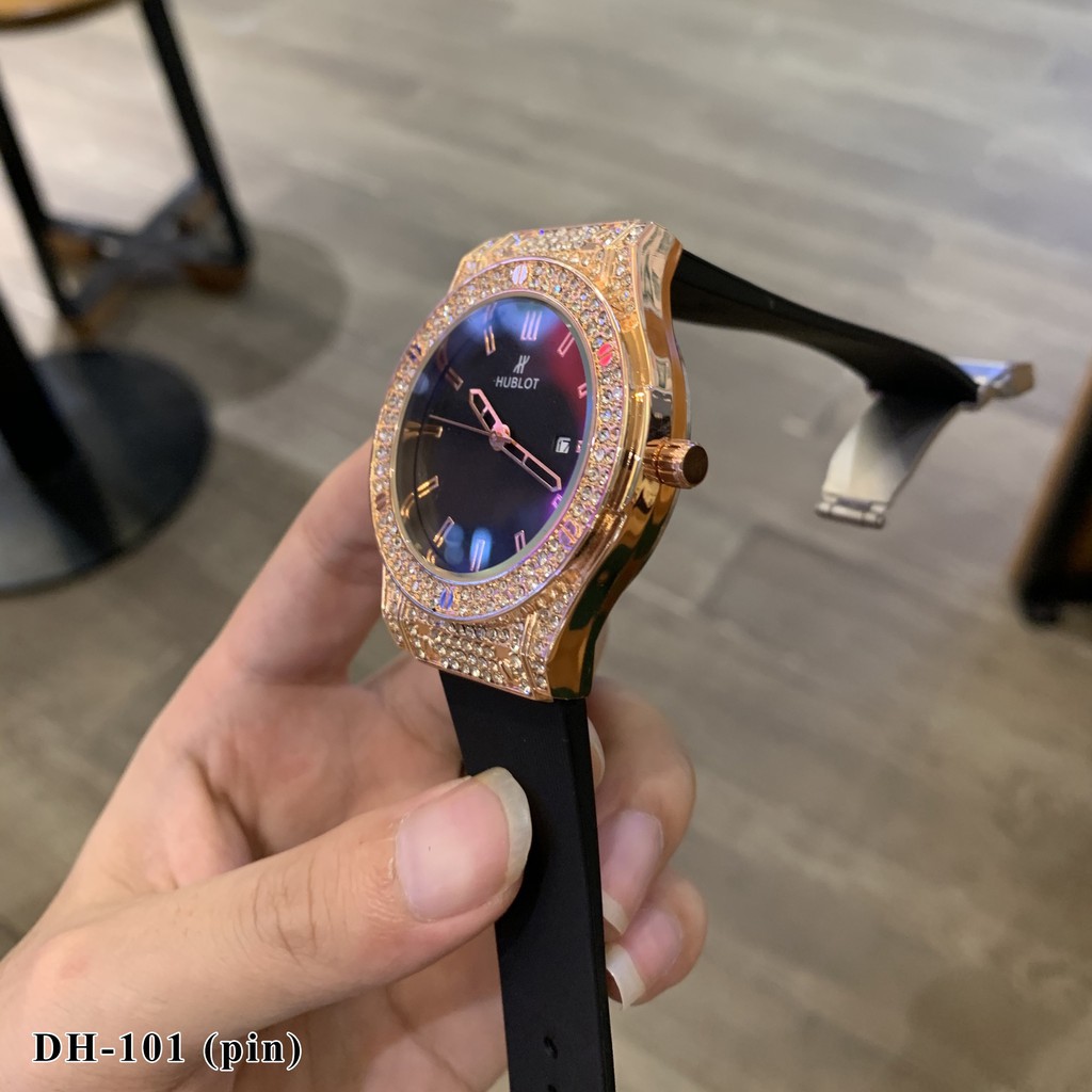 pin giảm Đồng hồ nam nữ hublot dây cao su giá rẻ, Đồng hồ thời trang DH101 - Shop6906