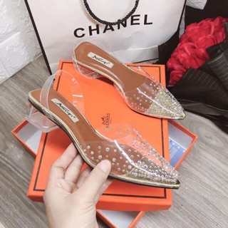 Giầy Búp Bê Quai Trong Đính Đá