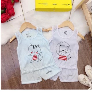 Sỉ bộ quần áo 3 lỗ mẫu kẻ Noubaby cho bé mặc màu hè vải mỏng mát mẫu mới
