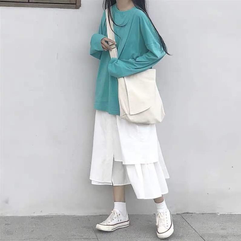 [Loại 1-SALE] Chân váy dài ulzzang lệch tầng dáng dài xòe nữ đen trắng phong cách hàn quốc | BigBuy360 - bigbuy360.vn