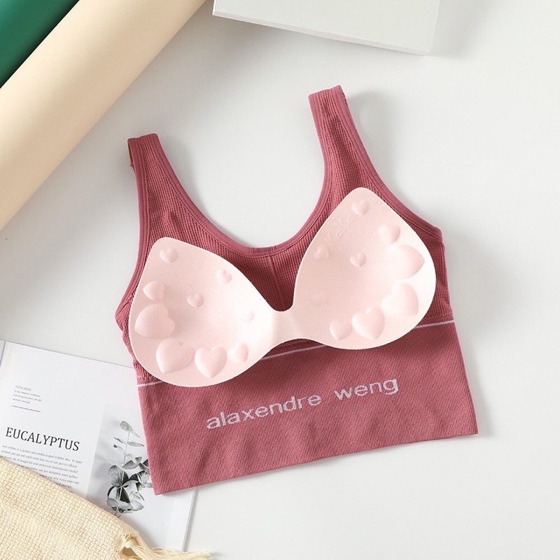 Áo bra nữa thể thao croptop cotton tập gym goga Alaxendre 938