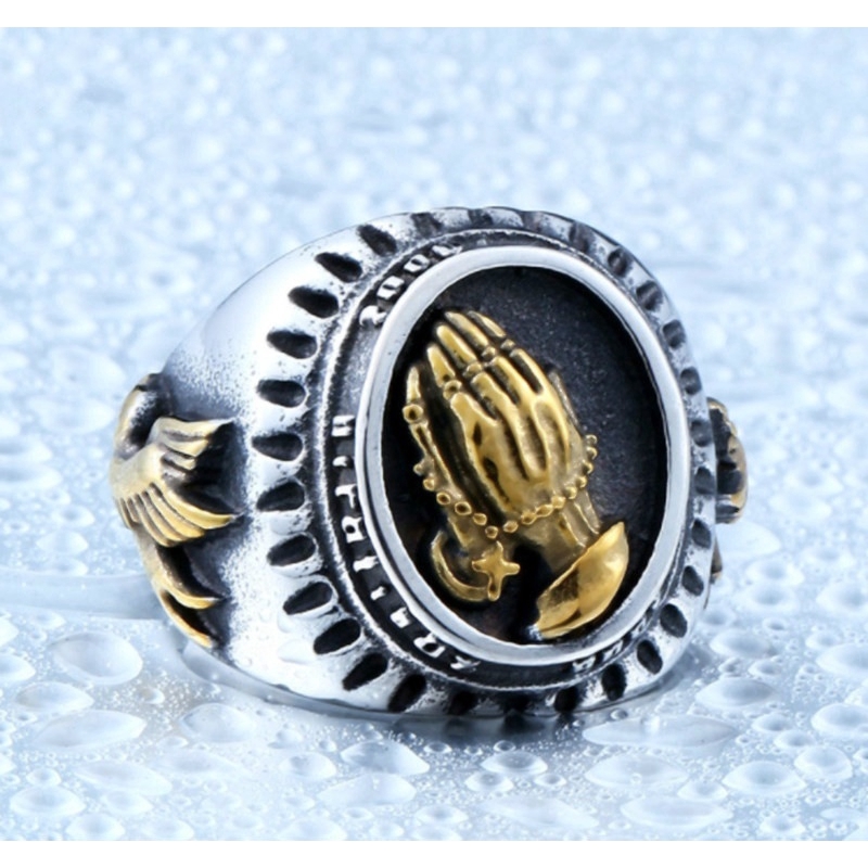 Nhẫn khắc hình bàn tay cầu nguyện dành cho phái mạnh