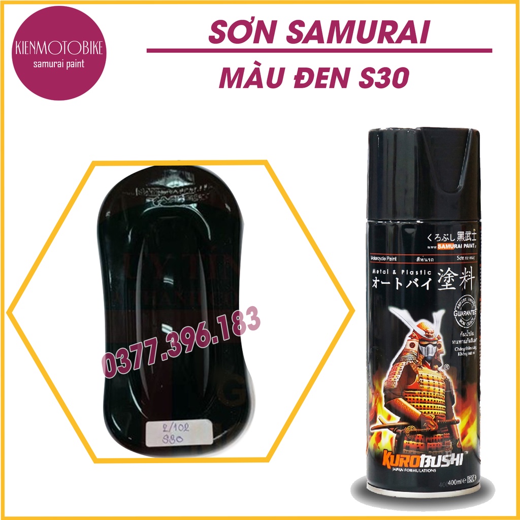 Sơn samurai đen S30* - chai sơn xịt chuyên dụng dành cho sơn xe máy, ô tô