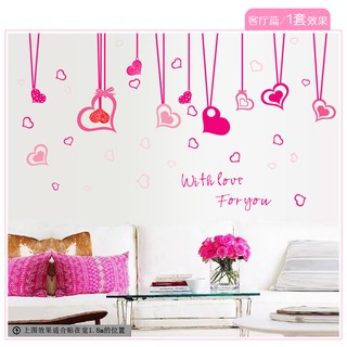 Decal dán tường dây thả trái tim