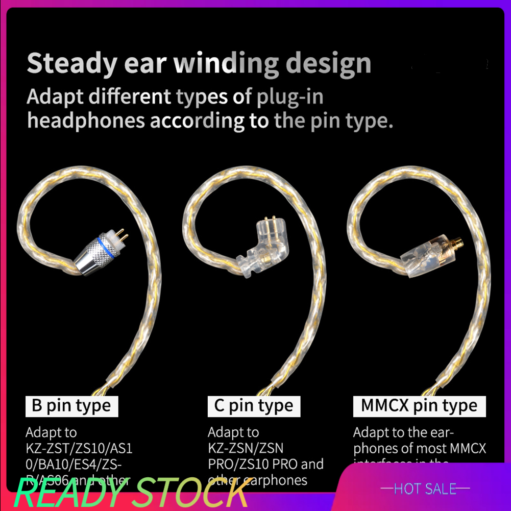 snej  KZ B/C/MMCX Pin Plug 200 Cores Braided Earphone Cable for ZSN/ZST/ZS10/AS10/ES3