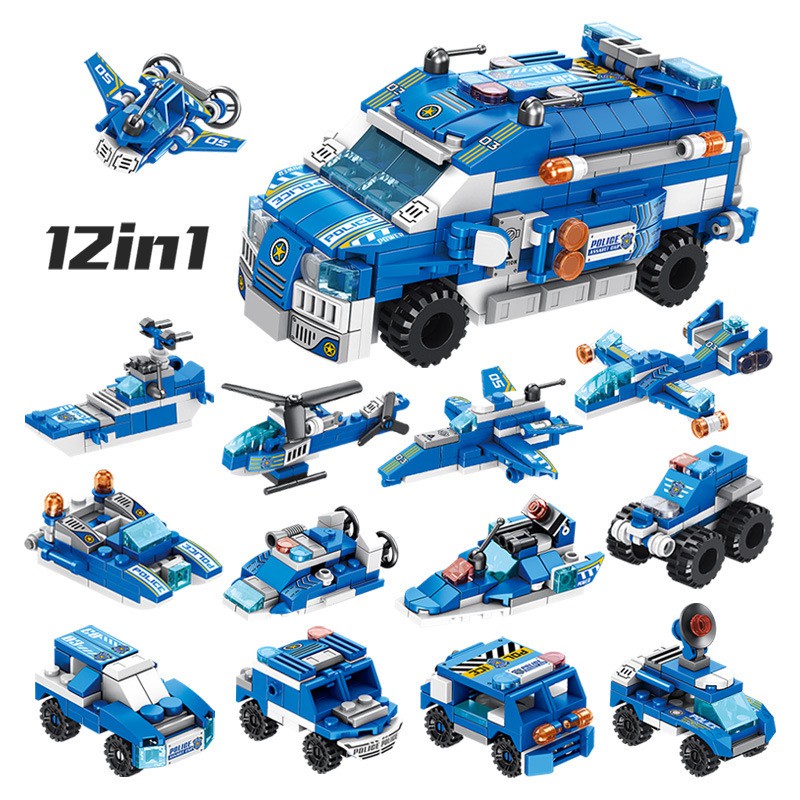 [700 CHI TIẾT] ĐỒ CHƠI XẾP HÌNH LEGO XE CẢNH SÁT SWAT XANH DƯƠNG LEGO ROBOT BẢO VỆ THÀNH PHỐ