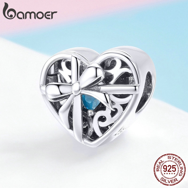 Hạt Phụ Kiện Bamoer SCC1053 Trái Tim Dạng Hộp Dùng Làm Trang Sức