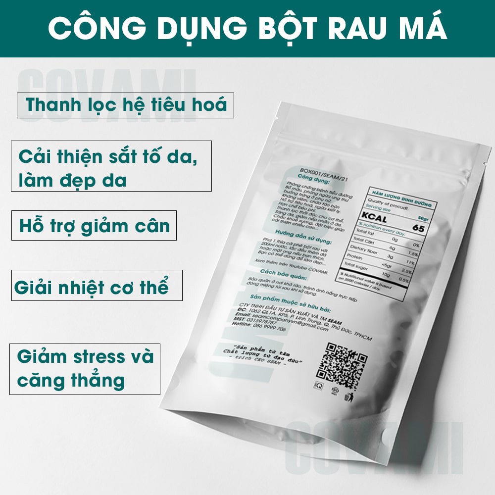 [ COMBO THÊM ĐẸP ] 100gr bột rau má + 100gr bột rau cải bó xôi sấy lạnh nguyên chất uống liền COVAMI