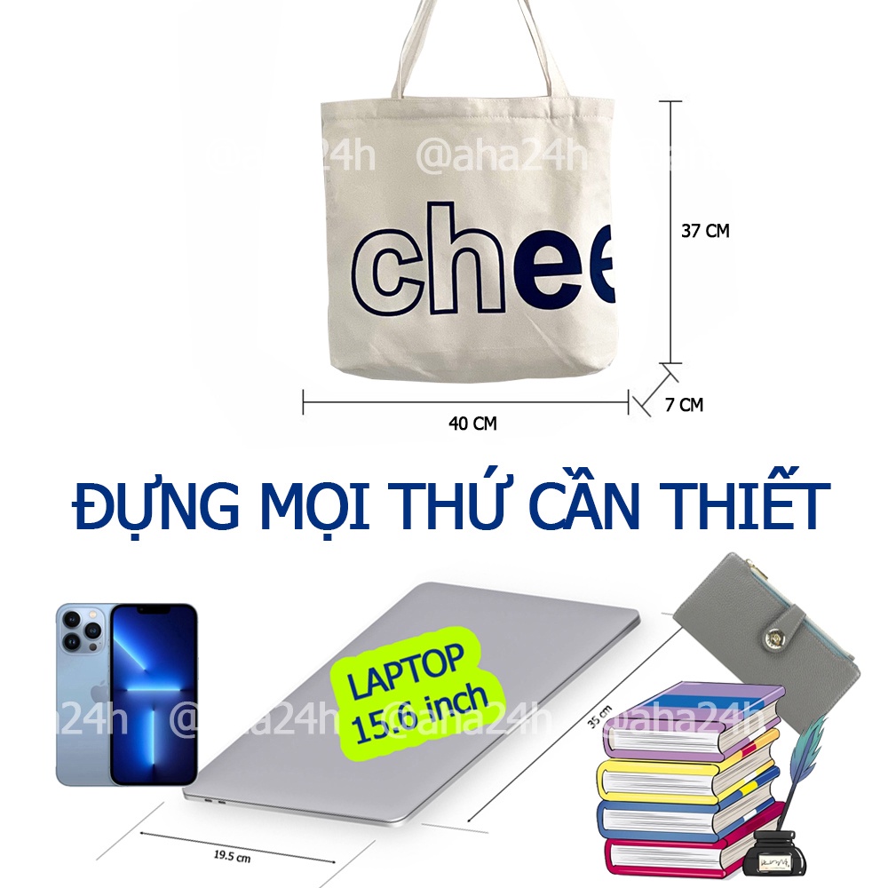 Túi tote đi chơi vải canvas đeo vai giá rẻ in hình có khóa kéo