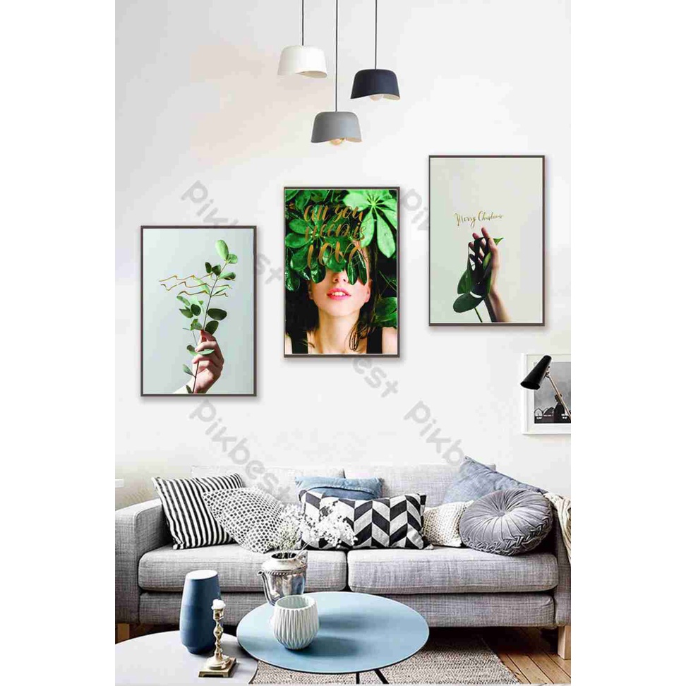 Set 3 tranh Decor trang trí tường Lá Xanh, Cây nhiệt đới Bắc Âu siêu độc