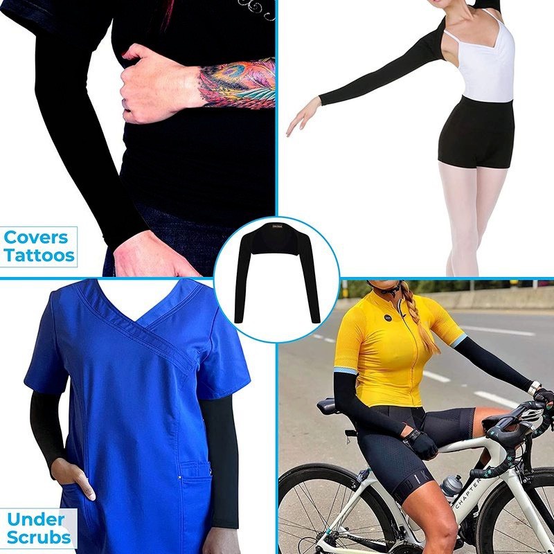 Găng tay chống nắng chất thun lạnh, ống tay liền vai mềm mát chống tia UV, chống bụi cao cấp