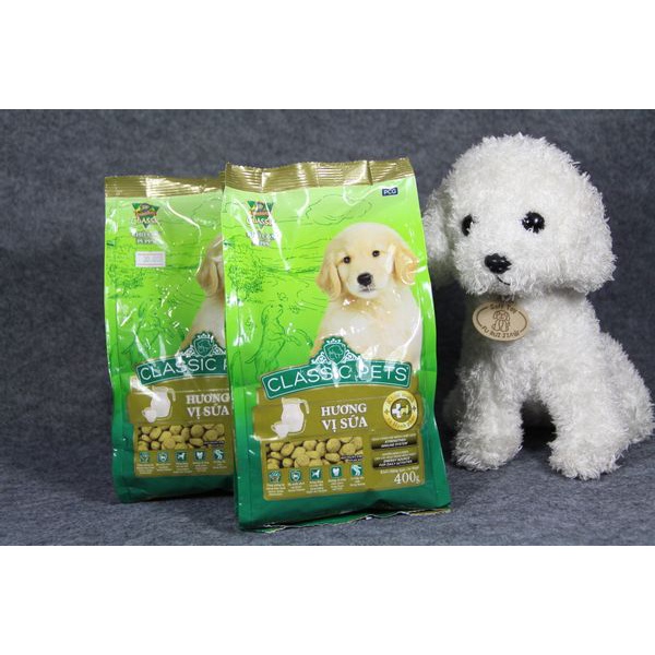 thức ăn hạt vị sữa Classic chó con 400g và 2kg