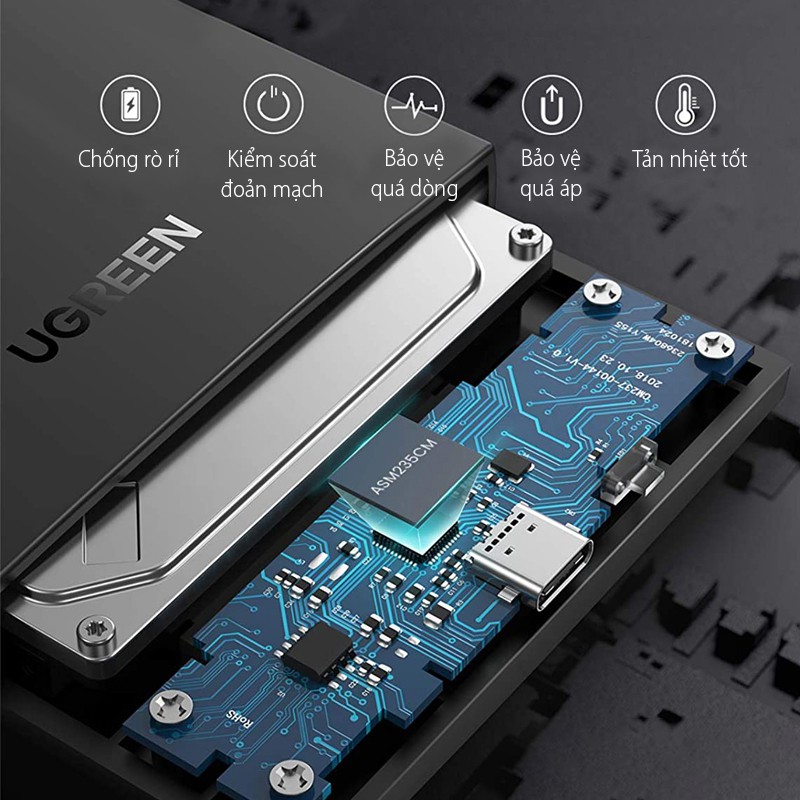 Box đựng ổ cứng 2.5 USB Type-C 3.1 Gen 2 Ugreen 80556 hỗ trợ SSD/HDD lên đến 10TB | BigBuy360 - bigbuy360.vn