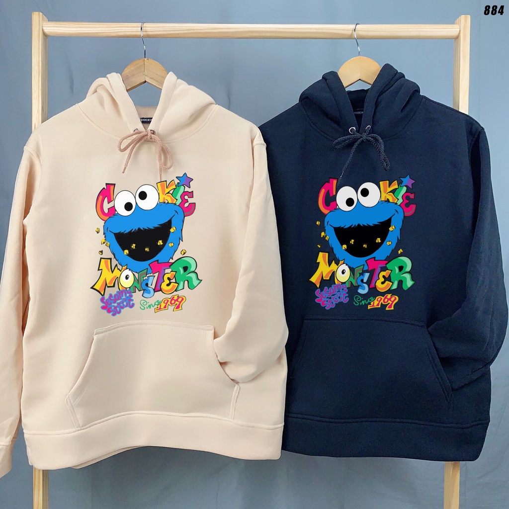 Áo Hoodie nam nữ Unisex Cute HY KOREA Cookie Monster 884 Vải Nỉ Bông