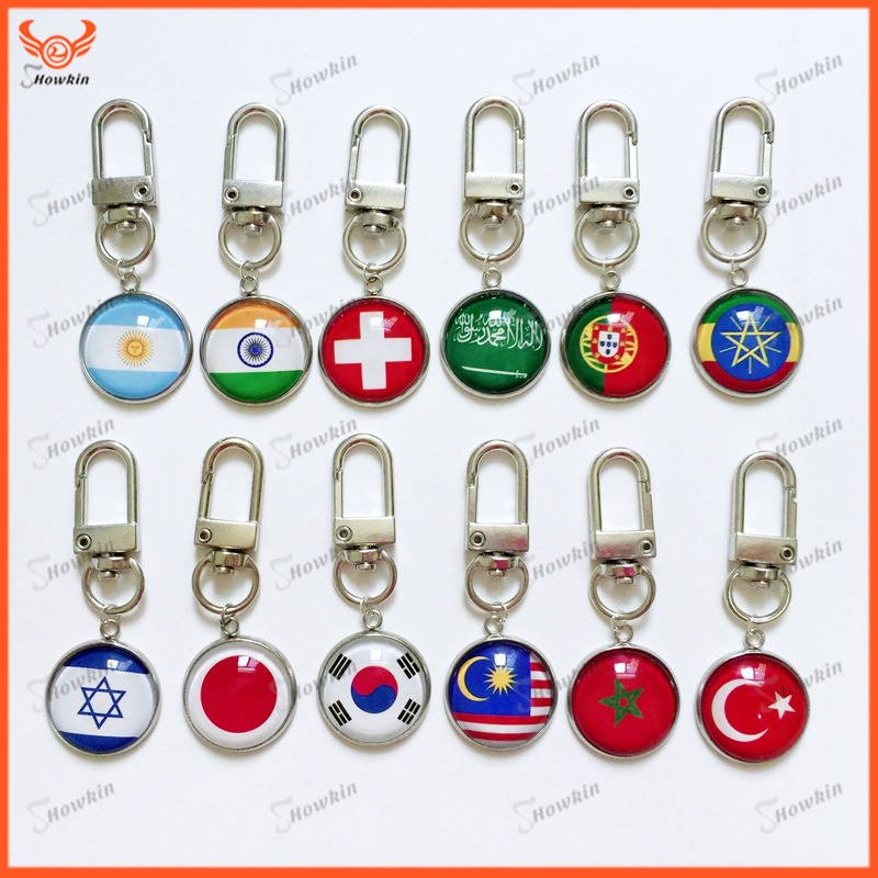 Móc Khóa Kim Loại Hình Lá Cờ Các Nước