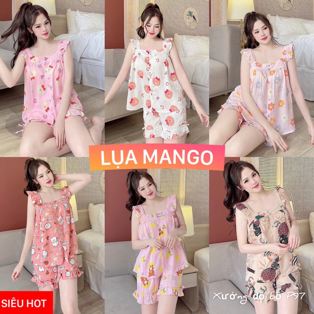 pijama đùi 2 dây thiết kế siêu xinh thoải mái khi mặc, chất liệu lụa cao cấp mềm mịn mát. pijama nữ giá sỉ lẻ tận xưởng
