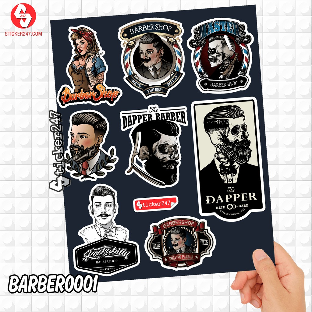 Sticker trang trí Barber Shop 𝑭𝒓𝒆𝒆𝒔𝒉𝒊𝒑 chống nước, sticker cao cấp chuyên dán kính, dán tường, tủ kệ quầy decor