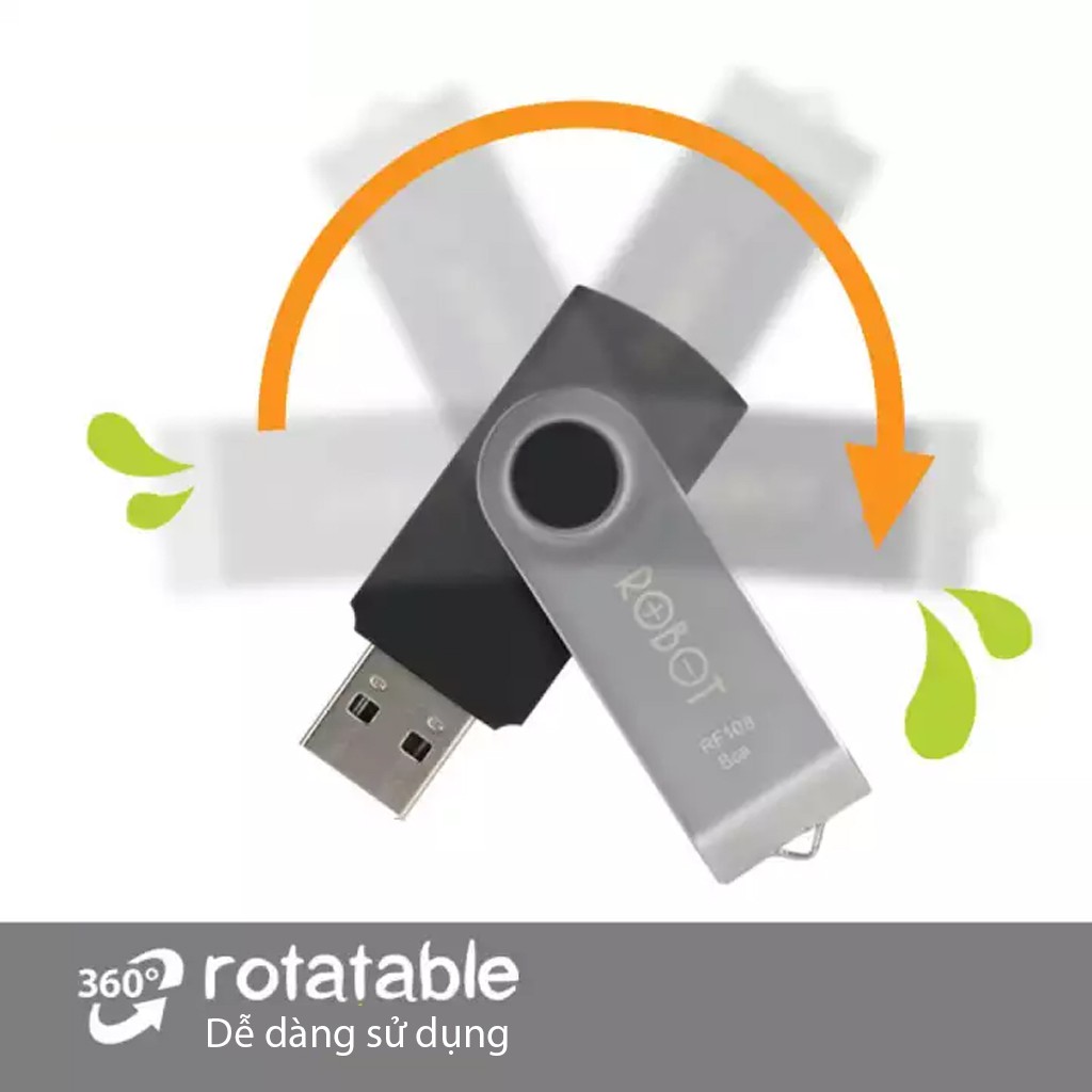 USB 8GB/16GB ROBOT RF108/RF116 2.0 Kết Nối Nhanh Tốc Độ Ghi Đọc Nhanh Siêu Nhẹ