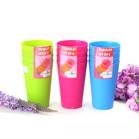 Ly Nhựa Uống Nước Bộ 4 Cái Màu Sáng