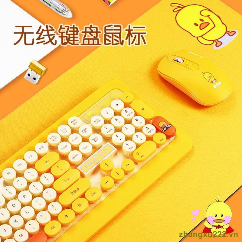 Bộ Bàn Phím Cơ Và Chuột Không Dây T907 Họa Tiết Hoạt Hình Dễ Thương Cho Nam Và Nữ