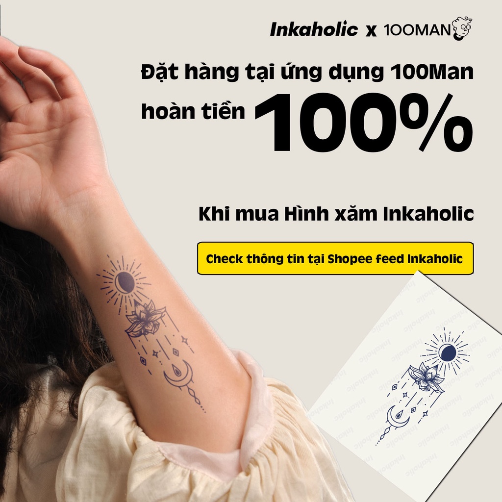 (Phiên bản Đặc biệt) Hình xăm dán tạm thời 15 ngày Inkaholic - bản to, xăm giả ...