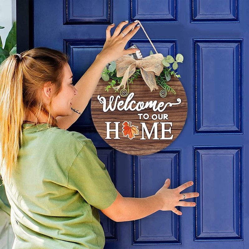 1 Bộ Bảng Gỗ Treo Cửa Chữ Welcome Trang Trí Giáng Sinh