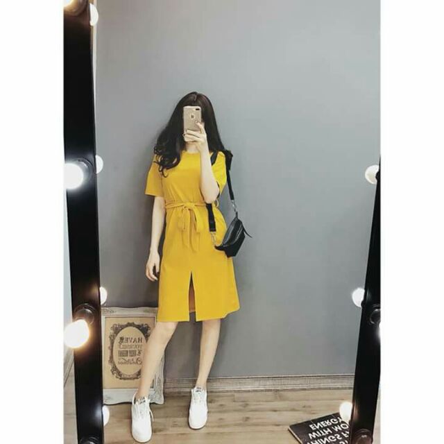 Váy cotton xẻ giữa